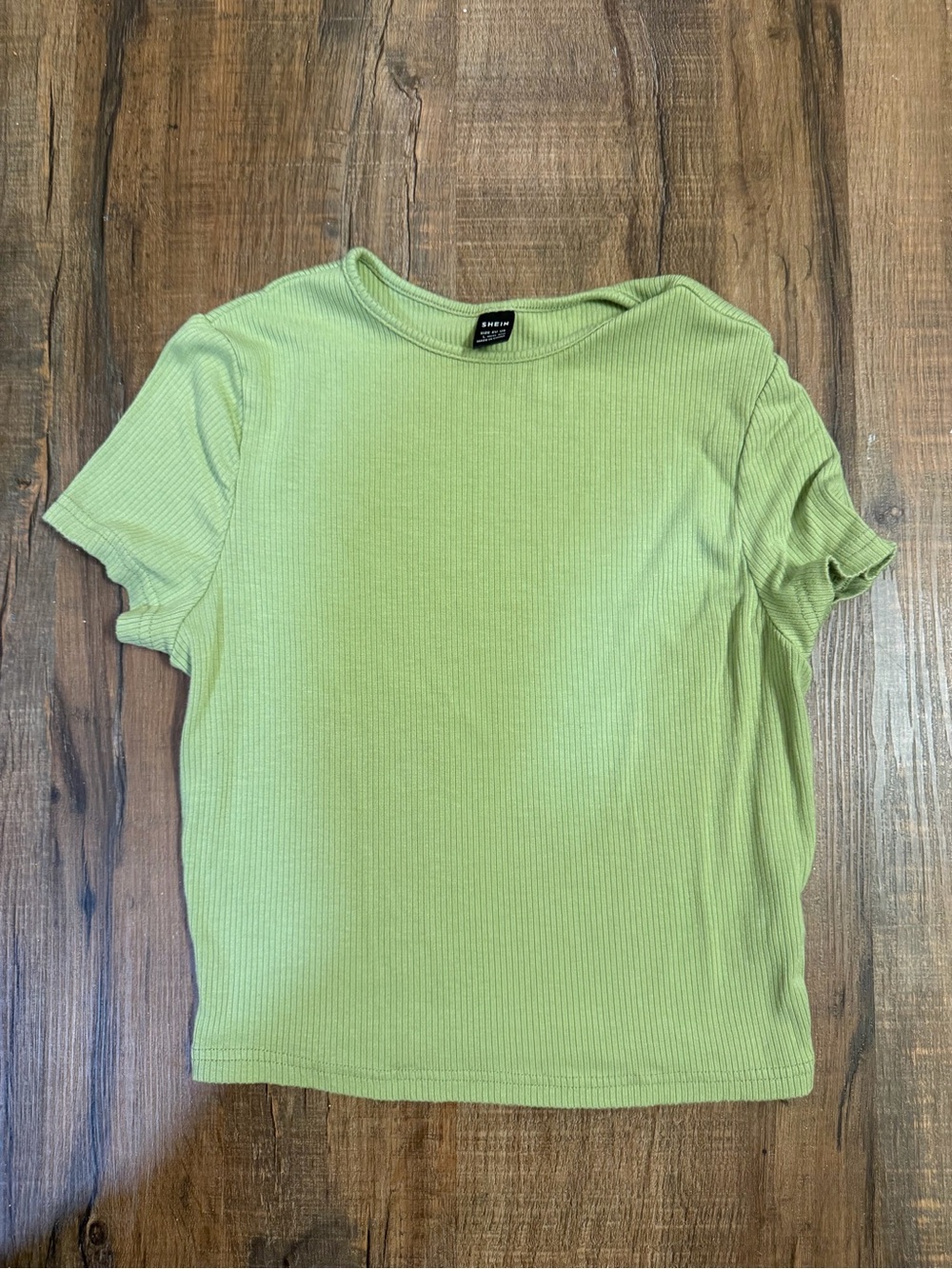 SHEIN Lime Green Ribbed Crewneck Short Sleeve Tee